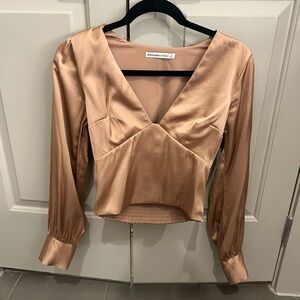Abercrombie satin long sleeve top, size S